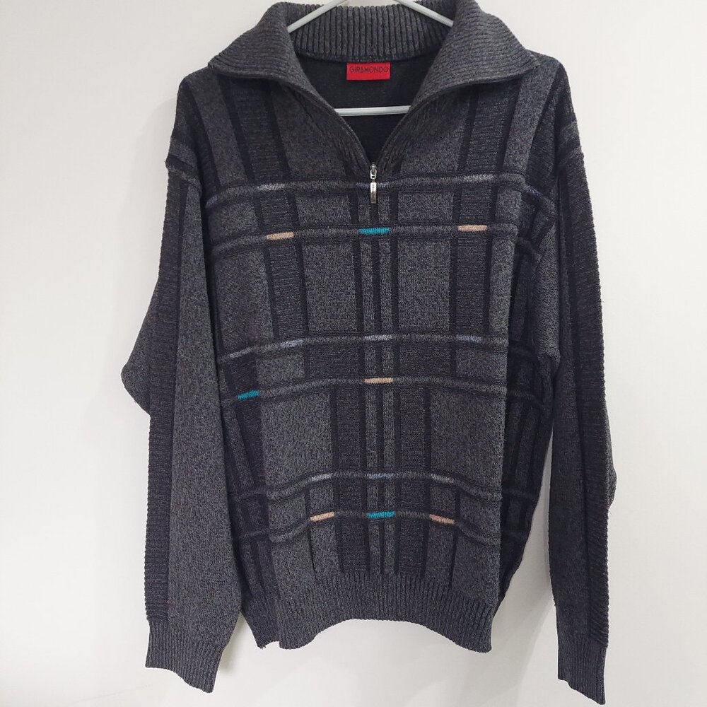 Vintage Giramondo Men's Sz 54 US 44 Half-Zip Knit Sweater Merino Cotton Blend